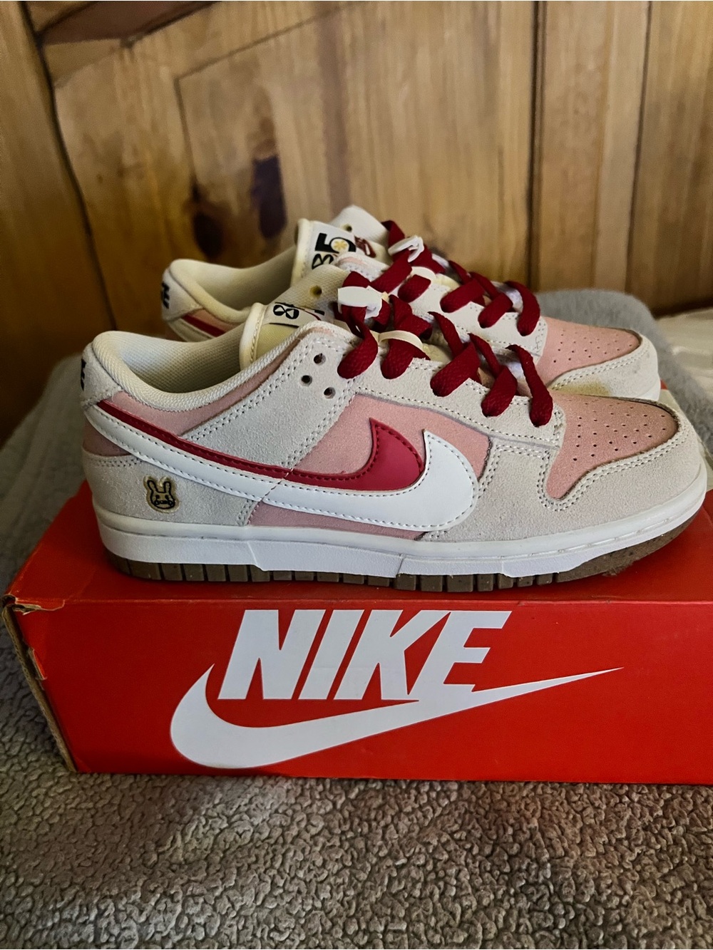 New Nike Kids Year of the Rabbit- Double Swoosh in Pink and white